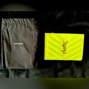 YSL Neon Yellow Wallet